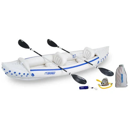 Sea Eagle 370 Inflatable Kayak Package - Lightweight, Durable, 3-Person Capacity